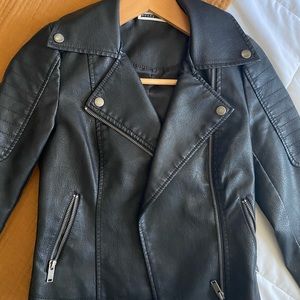 Noisy May Petite Faux Leather Biker Jacket